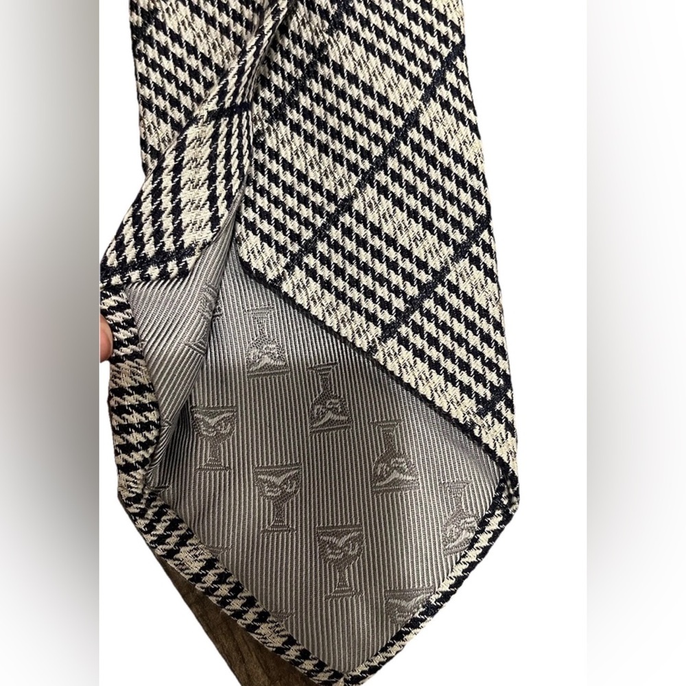 Dion 1967 Men’s Navy White Plaid Wool Formal Tie - Picture 2 of 5